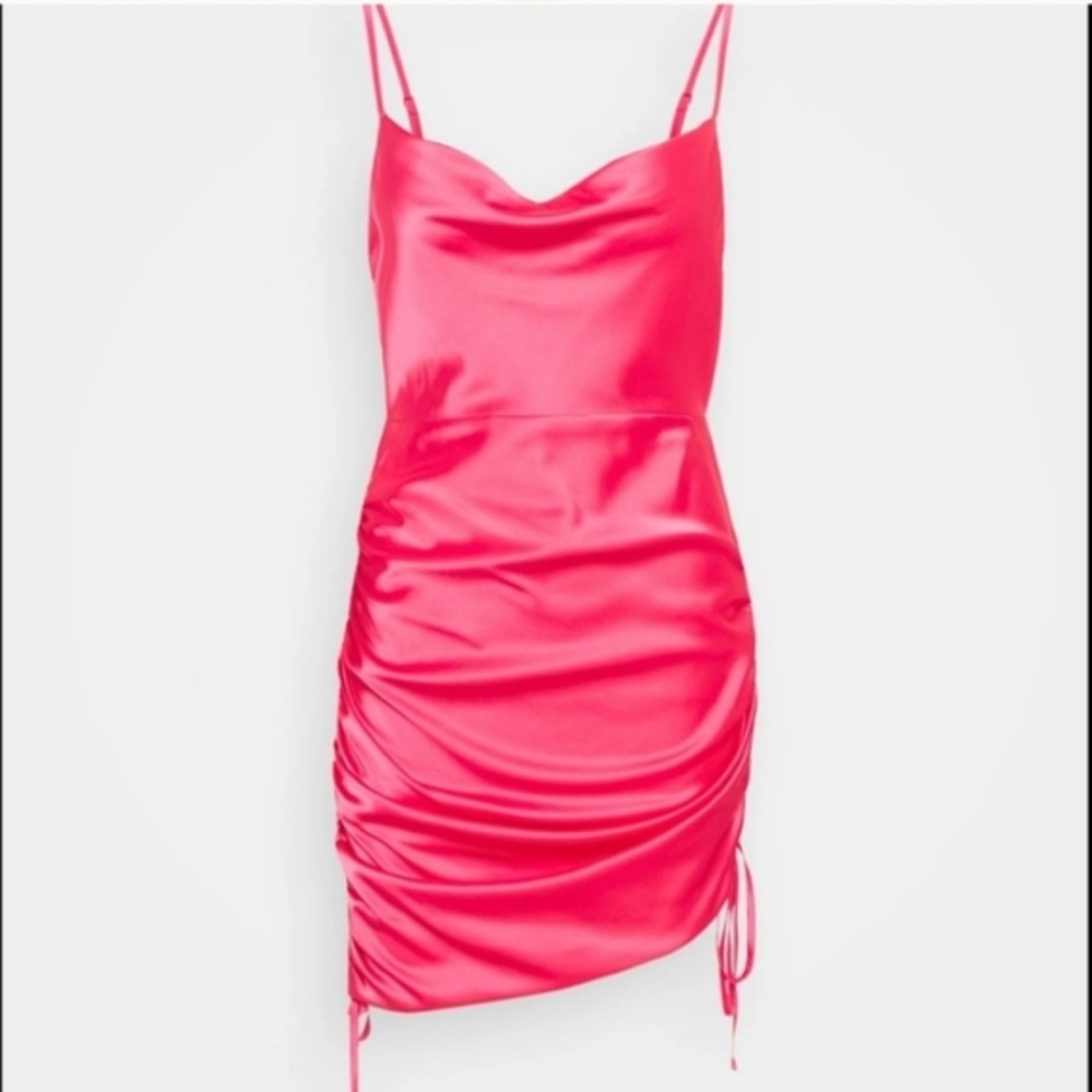 Hot Pink Satin Cowl Neck Mini Dress 00 NWT